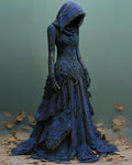 Halloween Gradient Lace Patchwork Embroidered Evening Dress b030