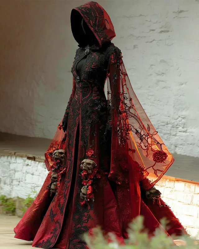 Halloween Gradient Lace Skull Patchwork Evening Dress 2de0
