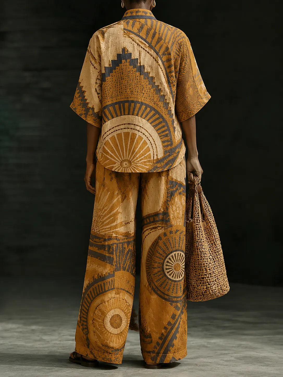 Women's Two-Piece Set with Geometric Print