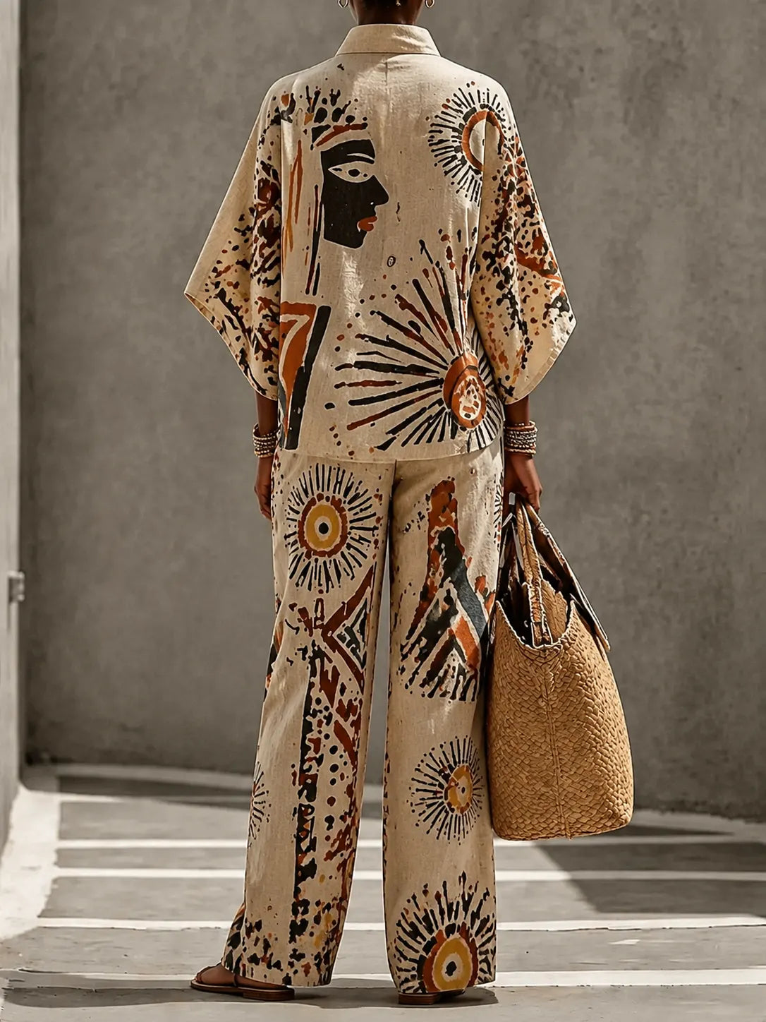Women’s Tribal Art Pattern Creative Print Two-Piece Set