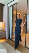 navy-draped-sleeveless-maxi-dress-high-neck-ruched-evening-gown
