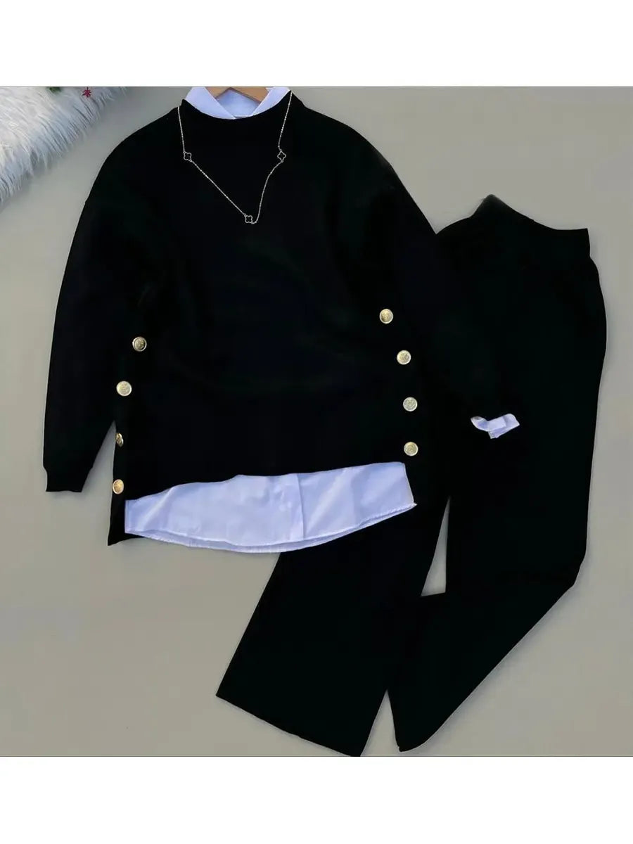 Women's Comfortable Pullover Sweater And Pants Two-piece Set