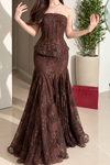 chocolate-brown-lace-mermaid-gown-strapless-corset-maxi-dress
