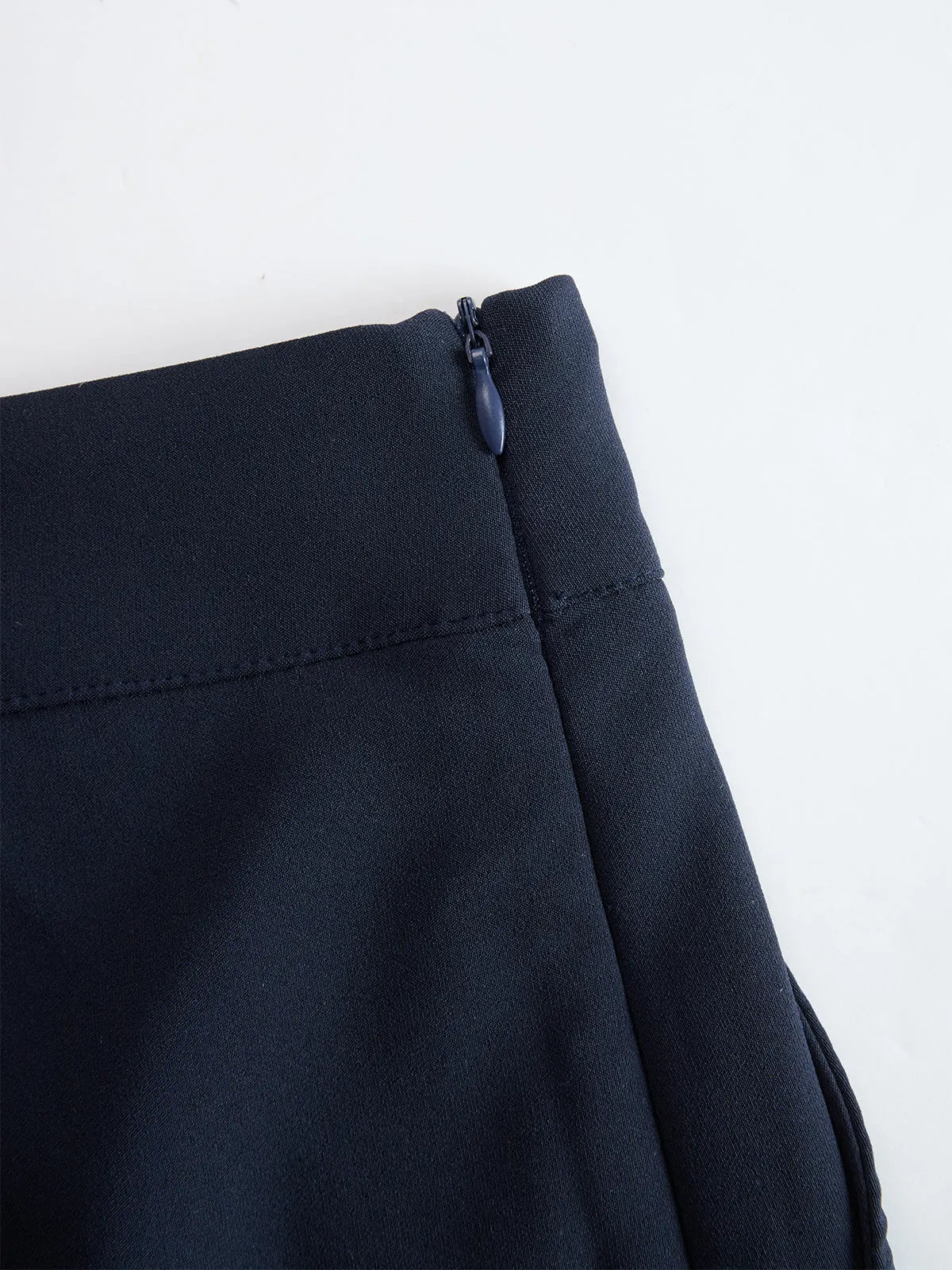 Navy Chiffon Draped Top And Wide Leg Pants Set