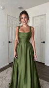 olive-satin-gown-square-neck-sleeveless-a-line-maxi-dress