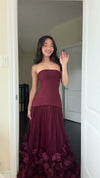 burgundy-strapless-gown-corset-bodice-pleated-maxi-dress-with-ruffle-hem