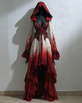 Halloween Irregular Gradient Lace Patchwork Hooded Evening Dress 9911
