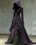Halloween Theme Irregular Gradient Lace Embroidery Hooded Evening Dress 82a9