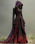 Halloween Irregular Lace Patchwork Hooded Evening Dress cf74
