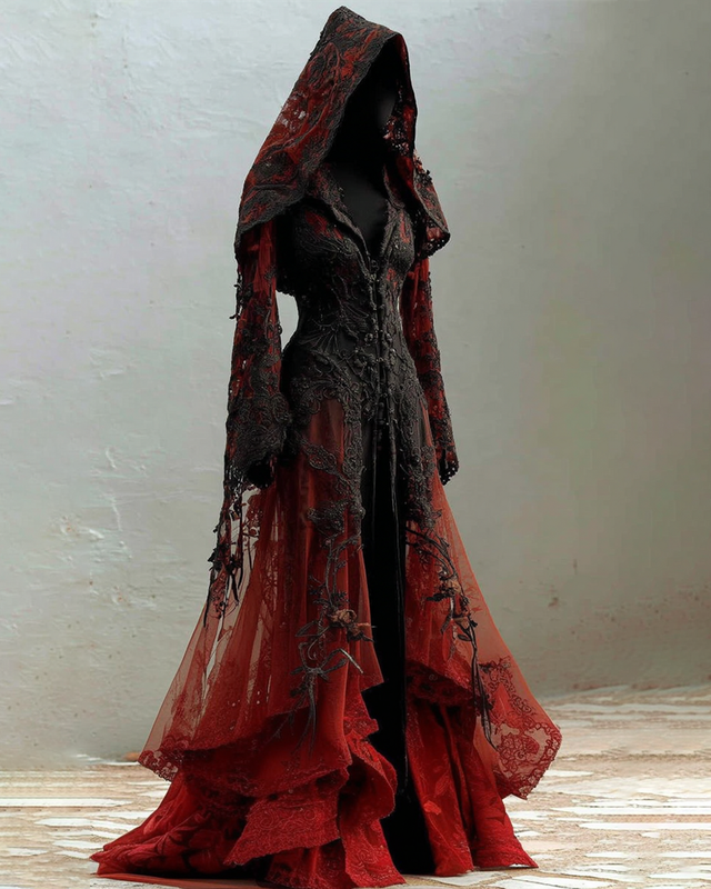 Halloween Gradient Embroidered Lace Evening Dress 7e8d