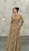 champagne-lace-cape-gown-sheer-flutter-sleeve-maxi-dress
