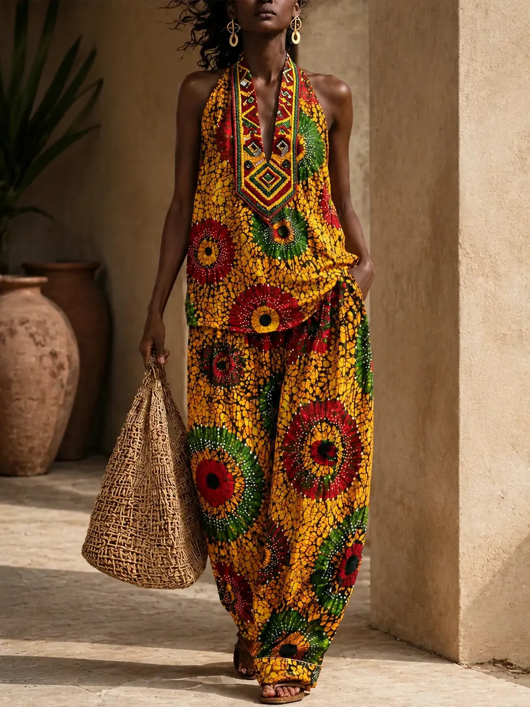 Women’s African Tribal Print Two-Piece Set