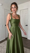 olive-satin-gown-square-neck-sleeveless-a-line-maxi-dress
