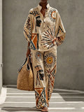 Women’s Tribal Art Pattern Creative Print Two-Piece Set