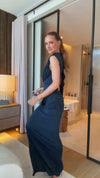 navy-draped-sleeveless-maxi-dress-high-neck-ruched-evening-gown