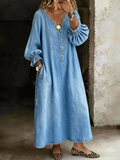 Women's Leisure Denim Button-down Vest Dress