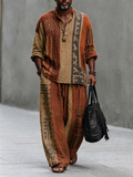 Men's Vintage Abstract Geometric Print Casual Vacation Set