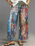 Women’s Stylish Multicolor Print Casual Denim Pants
