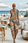 Women's Holiday Series Oil Painting Printed Jumpsuit