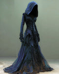 Halloween Irregular Lace Embroidered Hooded Evening Dress ad1b