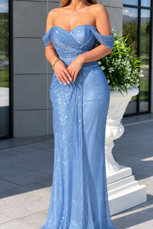 light-blue-off-shoulder-draped-gown-sparkle-satin-column-evening-dress