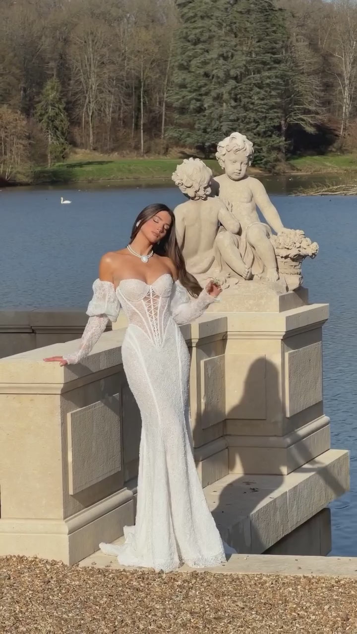 white-off-shoulder-corset-wedding-gown-lace-mermaid-bridal-dress