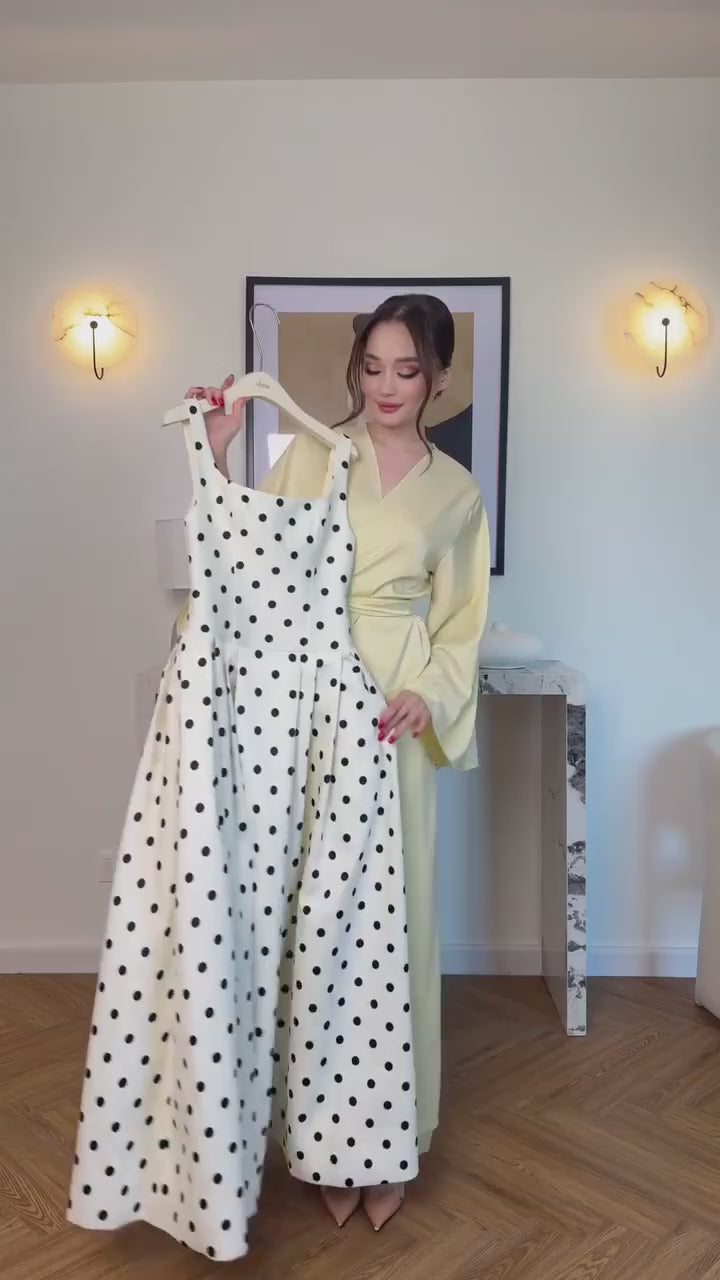 white-polka-dot-strappy-midi-dress-square-neck-full-skirt