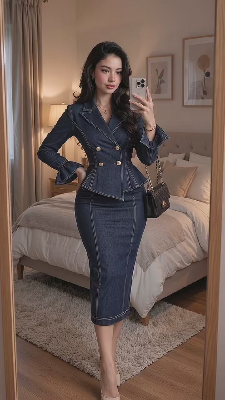 navy-denim-peplum-blazer-and-midi-skirt-set